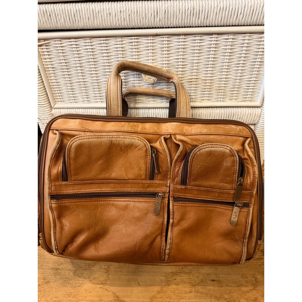 SaddlebagVintage Distressed Leather Briefcase Multi Pocket Laptop Messenger Bag
